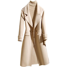 Double Face Woolen 100% Pure Wool coat women 2018 new wool woolen jacket female long section of pure color wool coat 2024 - buy cheap