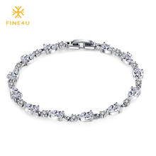 2018 New FINE4U B005 Chain & Link Bracelets Bangles Prong Setting Cubic Zirconia Bracelet for Women Wedding Party Jewelry 2024 - buy cheap