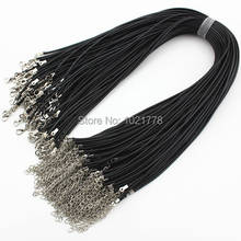 Fast Ship Wholesale 2mm Black Wax Leather Cord Necklace Rope 45cm Chain Lobster Clasp DIY Jewelry Accessories 100pcs/lot 2024 - buy cheap