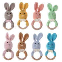 Cute Baby Bunny Ear Teether Wooden Teething Ring Newborn Sensory Toy Shower Gift 2024 - buy cheap