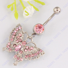 butterfly belly ring lady fashion body piercing belly bar jewelry Retail navel bar 14G 316L surgical steel bar Nickel-free 2024 - buy cheap