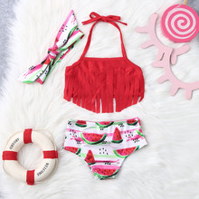 TELOTUNY 2019  Children's Swimsuit Kids Baby Girls Tassel Watermelon Print Summer Beach  Swimwear  Outfits  Set #40 2024 - buy cheap