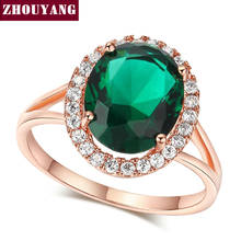 ZHOUYANG Top Quality Fashion Design Oval Crystal Rose Gold Color Wedding Ring Austrian Crystals ZYR425 ZYR426 2024 - buy cheap