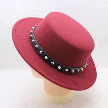 BING YUAN HAO XUAN Red Wine Wool Wide Brim Bowler Trilby Fedora Hat for Women Plain Flat Lady Felt Hats Vintage European US 2024 - buy cheap