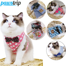pawstrip Cute Cat Harness And Leash Set Safety Walking Dog Harness Vest Bow Cat Collar Harness 130cm Long Cat/Dog Leash Pet Lead 2024 - buy cheap