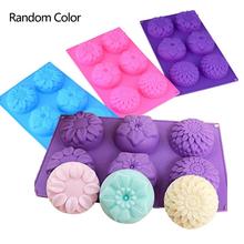 6 Cavity Flower Shaped Silicone DIY Handmade Soap Candle Cake Mold Baking Mould Supplies Random Color 2024 - buy cheap