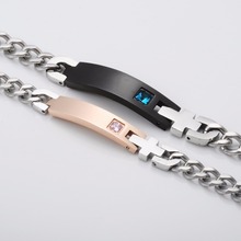 Pulsera de acero inoxidable con Logo de lata para enamorados, regalo único para el Día de San Valentín 2024 - compra barato