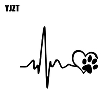 YJZT 13CM*10.3CM Heartbeat Love Dog Footprints Creative Vinyl Car Sticker Decals Black/Silver C10-00204 2024 - buy cheap