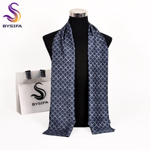 [BYSIFA] New Plaid Men Scarves Autumn Winter Fashion Male Warm Long Silk Scarf Cravat Top Grade Brand Silver Gray Scarf 170*30cm 2024 - buy cheap