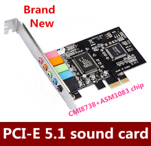 Brand  New  1pcs/lot  PCIE sound card 6 channel sound card CMI8738 chip PCI-E 5.1 stereo audio card      Free shipping 2024 - buy cheap