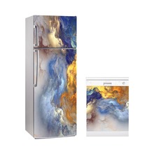 Papel de Contacto 3D personalizado para lavavajillas, calcomanía abstracta para congelador con nube, cubierta de Panel, pegatina de pared, decoración del hogar 2024 - compra barato