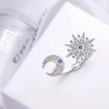 WYEAIIR Exquisite Stars Moon Rhinestones Beautiful Fresh Silver Color Female Resizable Opening Rings 2024 - buy cheap