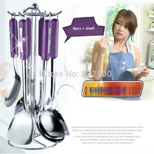 free shipping 7pcs kitchen tools set cooking tools spoon spatula combination tool with shelf 2024 - buy cheap