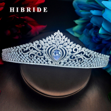 HIBRIDE Luxury Full AAA Cubic Zirconia Pave Princess Crown Tiaras Hair Accessories Bridal Wedding Hair Head Jewelry C-90 2024 - buy cheap