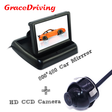 Monitor de espejo retrovisor LCD de 4,3 "con vídeo HD para coche, pantalla de coche + CCD de 360 grados, cámara de visión trasera de marcha atrás, asistencia de estacionamiento 2024 - compra barato