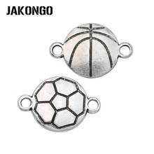 JAKONGO Antique Silver Plated Football Basketball Connectors for Jewelry Making Bracelet Findings DIY Accessories 15mm 20pcs 2024 - buy cheap