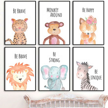 Fox Koala Zebra Lion Elephant Nordic Canvas Posters And Prints Wall Art Canvas Painting Nursery Wall Pictures Kids Room Decor 2024 - buy cheap