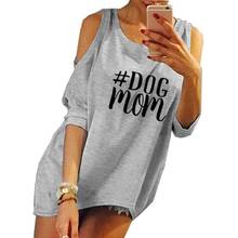 Новинка 2020, модная футболка с принтом собаки и мамы в стиле Харадзюку, женская футболка с открытыми плечами Tumblr, милая футболка в стиле рок для женщин, топы 2024 - купить недорого