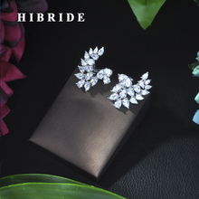 HIBRIDE Luxury Marquise Cluster Flower Shape Cubic Zirconia Stud Earrings for Brides Wedding Jewelry E-225 2024 - buy cheap