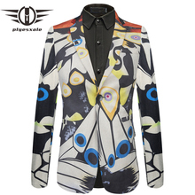 Plyesxale Brand Mens Printed Blazer Fashion Pattern Designs Mens Casual Blazers Jacket Slim Fit Party Stage Wedding Blazer Q425 2024 - buy cheap