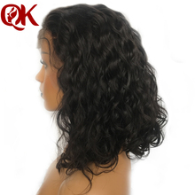 QueenKing-Peluca de cabello corto de 13x4 para mujeres negras, pelo brasileño Remy, corte Bob, ondulado con pelo de bebé prearrancado 2024 - compra barato