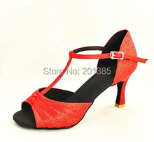 Оптовая продажа, женские красные блестящие бальные туфли для латинских танцев, сальсы, танго, все размеры 2024 - купить недорого