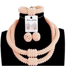Fine Jewelry Sets Party Light Orange 2 Layers Fashion Jewellery Statement Necklace Women Crystal African beads Jewelry Sets 2018 2024 - buy cheap
