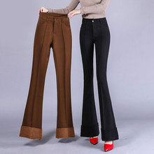 Women's vertical trumpet pants autumn and winter new high waist trousers slim trousers wool wide leg pants TB190103 2024 - buy cheap