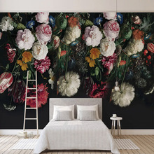 Papel de parede 3d estilo europeu, retrô, com flores de rosa, preta, adesivo de parede autoadesivo para sala de estar, tv, sofá, quarto 2024 - compre barato