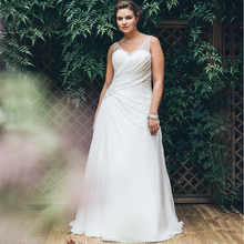 Vestido de novia elegante con escote en V, Vestido de noche plisado, a la medida, sencillo de talla grande 2024 - compra barato