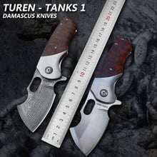 TUREN-Folding knife Damascus and DC53 Blade Snakewood Handle Camping Combat Hunting Survival Pocket Folding Knives Fighting 2024 - buy cheap