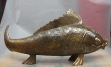 S0609 14 China Bronze Copper Sculpture Fengshui Decoration Auspicious Fish Carp Statue 2024 - buy cheap