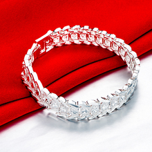 Beautiful Elegant wedding women men silver color big chain Bracelet high quality fashion classic jewelry wholesale H506 2024 - buy cheap