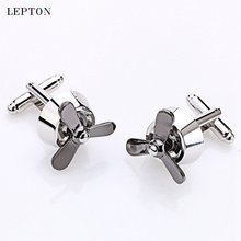 Hot Sale Propeller Airscrew Fan CuffLinks For Men Lepton Silver color Plane Fan Cuffl Men Shirt cuffs Cuff links Relojes gemelos 2024 - buy cheap