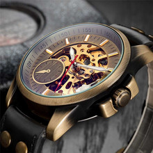 Men Watch Skeleton Automatic Mechanical Retro Bronze Male Clock Top Brand Luxury Sport Military Wristwatch relogio Masculino 2024 - buy cheap