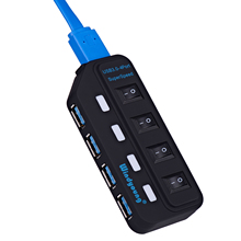 Concentrador de red de 4 puertos USB 3,0, alta velocidad, 5gbps, con interruptor LED, divisor Multi USB para ordenador portátil, PC, adaptador de corriente opcional de EE. UU./UE 2024 - compra barato