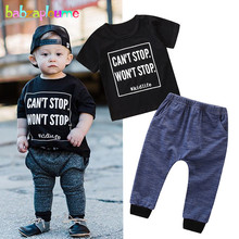 2Piece Baby Boys Outfits Toddler Summer Clothes For Kids Wear Casual Fashion Black T-shirt+Pants Children Clothing Sets BC1442 2024 - buy cheap