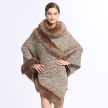 SWONCO Fur Collar Women Cape Coat Pullover Winter Warm Cloak Cape Female Long Poncho Faux Rabbit Fur Cloak For Women Vest Capes 2024 - buy cheap