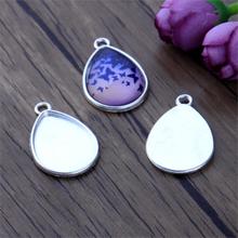 ( Fit 18*25mm ) 10pcs Silver Color Plated Cabochon Settings Drop Cameo Base Blank Tray Pendant Charms 2024 - buy cheap