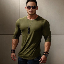 Mens Running Sport Cotton t shirt Gym Fitness Workout Training long sleeve Slim T-shirts Male Jogging Tee Tops Brand Clothing 2024 - buy cheap