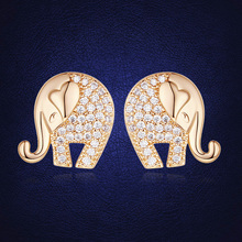 New Design Austrian CZ Earrings for Women Cute Elephant Stud Earrings Gold Colors Animal Bijoux Fashion Jewelry Brincos 2024 - buy cheap
