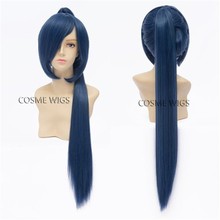 Macross Frontier Alto Saotome Mixed Dark Blue Long Ponytail Heat Resistant Hair Cosplay Costume Wig + Free Wig Cap 2024 - buy cheap