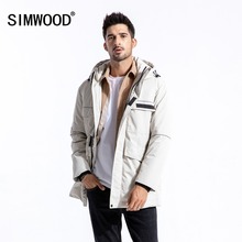 Мужское зимнее пальто SIMWOOD, приталенная длинная куртка с карманами, парка с капюшоном, 2020, повседневная верхняя одежда, 180 2024 - купить недорого