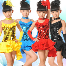 Vestido de dança latina para meninas samba vestido de salão crianças dança vestido menina dancewear ballet desempenho trajes uma peça vestido 2024 - compre barato