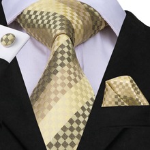 Hi-Tie Luxury Silk Mens Ties Wedding Business Suit Neck Tie Set Gold Blue Green Floral Striped Ties & Cufflinks Handkerchiefs 2024 - buy cheap