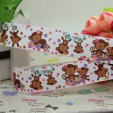 7/8'' Free shipping monkey printed grosgrain ribbon hairbow headwear party decoration diy wholesale OEM 22mm S255 2024 - buy cheap