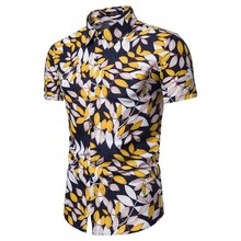 Camisa hawaiana de playa para hombre, camisas informales ajustadas de manga corta, con estampado Floral, a la moda, para verano, novedad de 2019 2024 - compra barato