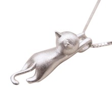 Pingentes prateados bonitos de gato, joias finas sem corrente, pingentes de gato em prata, 2019 2024 - compre barato