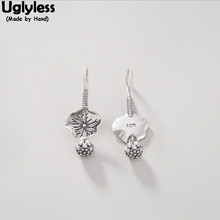 Uglyless Real 925 Sterling Silver Handmade Lotus Leaf Earrings for Women Traditional Lotus Dangle Earrings Thai Silver Jewelry 2024 - buy cheap