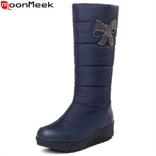 MoonMeek 2020 fashion winter snow boots round toe flat platform mid calf boots down keep warm Waterproof skid proof ladies boots 2024 - buy cheap